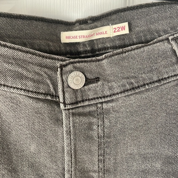 Levi’s NWT Ribcage Ankle Straight Jeans Plus Sz 22 Cosmic Chatter Gray High-Rise - Picture 6 of 11